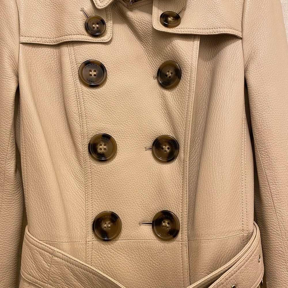Burberry London beige cream leather trench coat - Picture 7 of 13